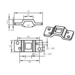 Support Oméga Q16 Double Entraxe 48 Et 60 à Trous Filetés CAME YM0118