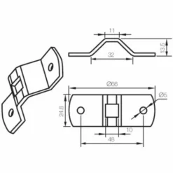 Oméga Trous Ø5mm Entraxe 48mm Logement Q10 CAME YM0153