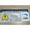 Plaque Signaletique D'avertissement Pour Portail Motorisé Plastique 4 Perçages 230x100mm CAME